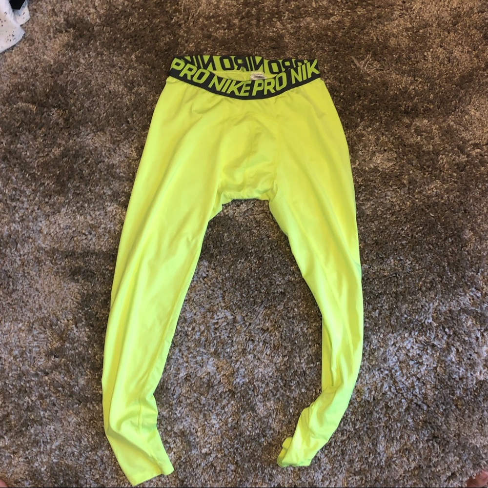 WORN ONCE Nike Neon Yellow Leggings... Fit Bigger